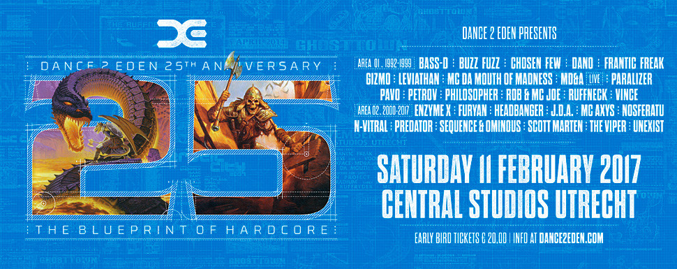 Line-up release Dance 2 Eden 25th Anniversary – The Blueprint of Hardcore